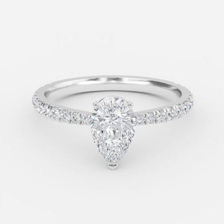 Crown Pear Side Diamond Engagement Ring