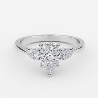 Nita Pear Three Stone Lab Grown Diamond Engagement Ring