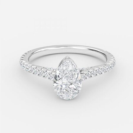 Charles Pear Hidden Halo Lab Grown Diamond Engagement Ring