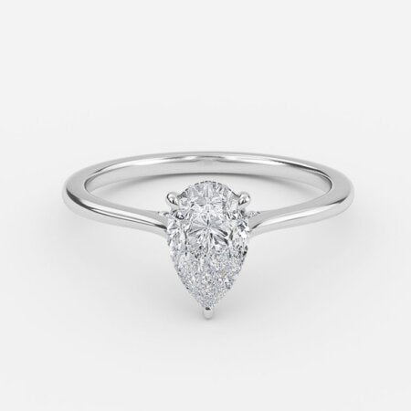 Valencia Pear Hidden Halo Lab Grown Diamond Engagement Ring