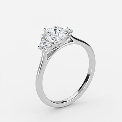 Ilene Pear Three Stone Lab Grown Diamond Engagement Ring