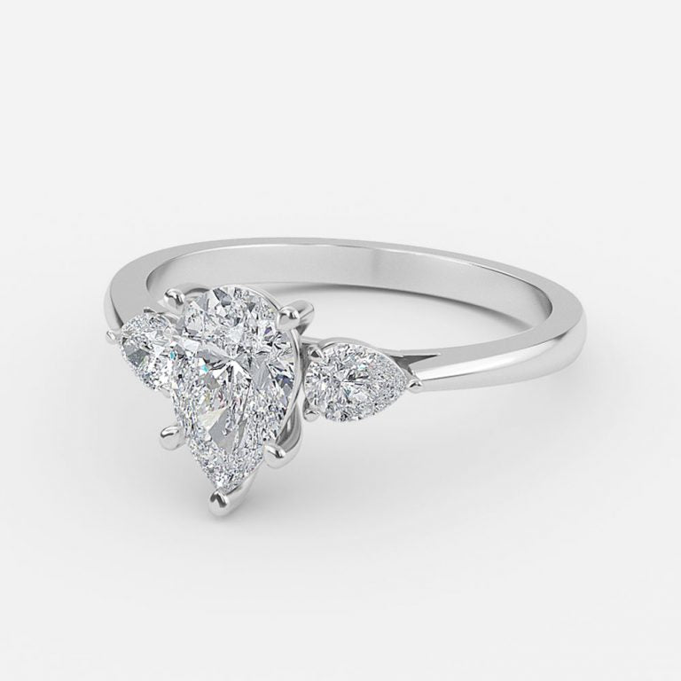 Nita Pear Three Stone Lab Grown Diamond Engagement Ring