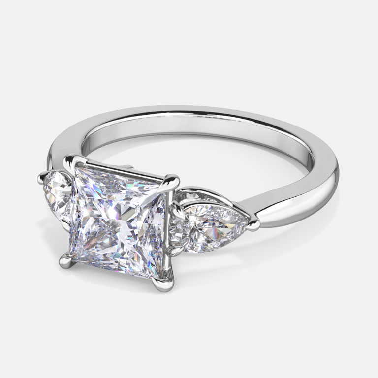 Olina Princess Three Stone Lab Grown Diamond Engagement Ring