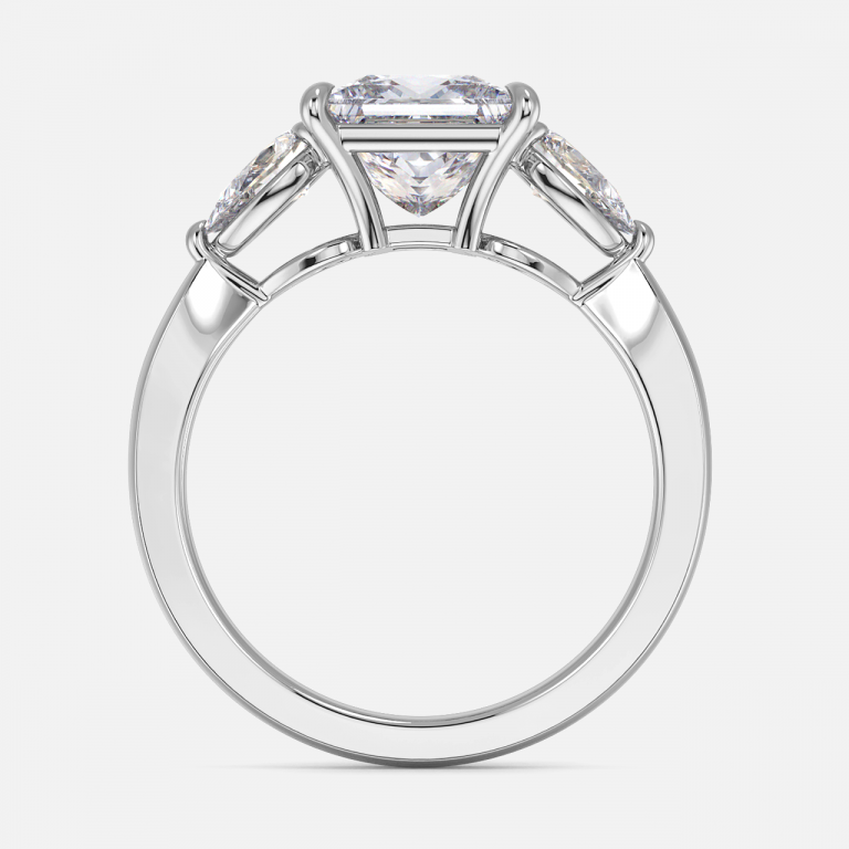 Olina Princess Three Stone Lab Grown Diamond Engagement Ring