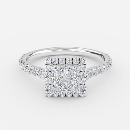 Henssy Princess Halo Lab Grown Diamond Engagement Ring