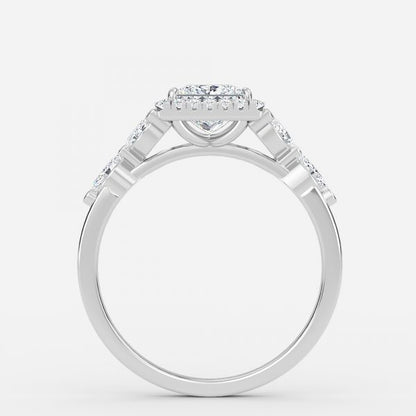 Nhẫn đính hôn kim cương nhân tạo Francis Princess Halo
