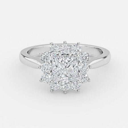 Rohini Princess Cluster Lab Grown Diamond Engagement Ring