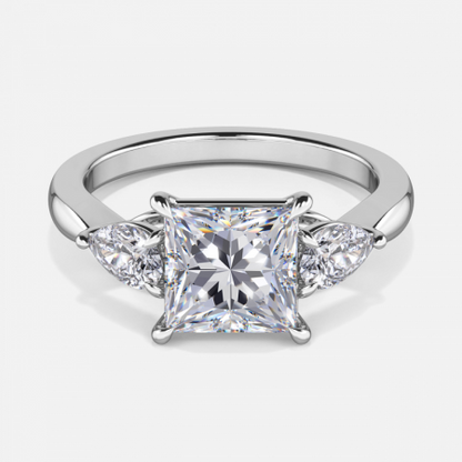 Olina Princess Three Stone Lab Grown Diamond Engagement Ring