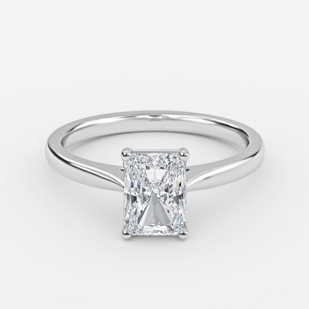 Lotus Plain Radiant Solitaire Lab Grown Diamond Engagement Ring