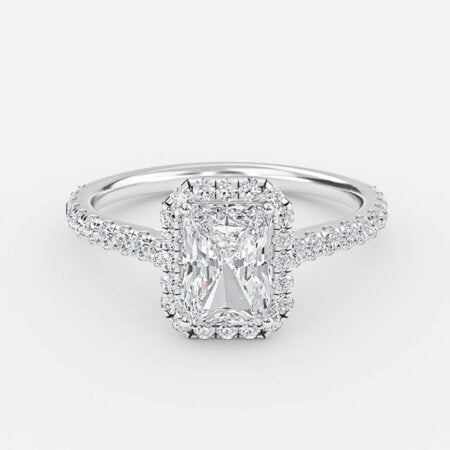 Henssy Radiant Halo Lab Grown Diamond Engagement Ring