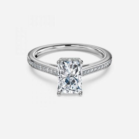 Evelyn Radiant Hidden Halo Lab Grown Diamond Engagement Ring