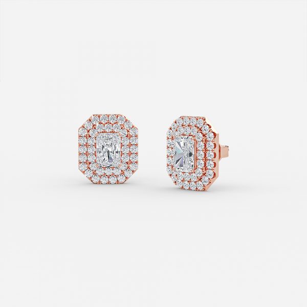 Radiant Lab Grown Diamond Double Halo Earring