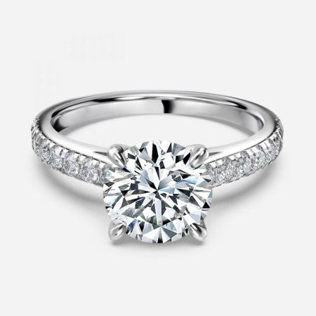 Angel Round Lab Grown Diamond Side Stone Engagement Ring