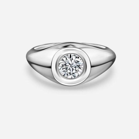 Rosy Round Lab Created Diamond Bezel Engagement Ring