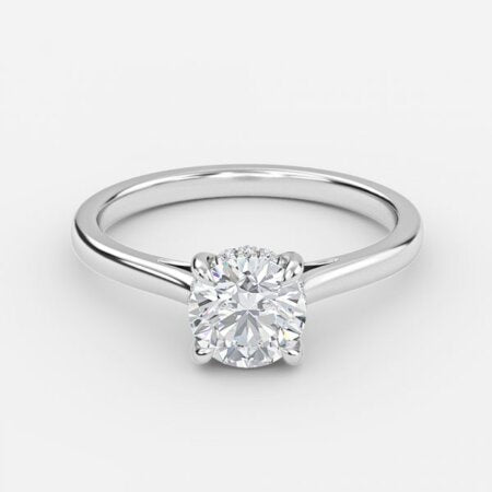 Hazal Round Lab Created Diamond Hidden Halo Engagement Ring