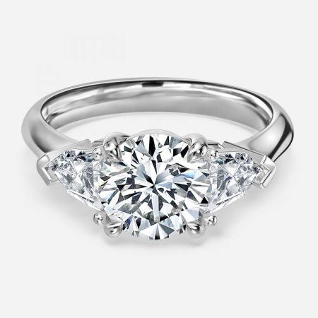 Delaila Round Lab Grown Diamond Three Stone Engagement Ring