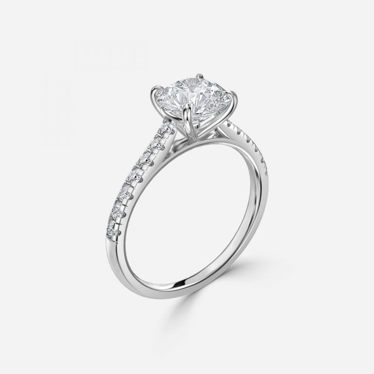 Ayla Round Lab Grown Diamond Side Stone Engagement Ring