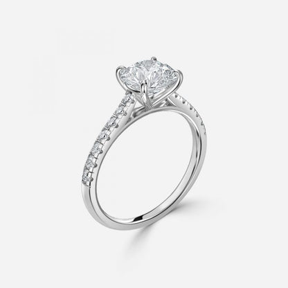 Ayla Round Lab Grown Diamond Side Stone Engagement Ring