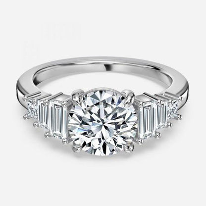 Diya Round Lab Grown Diamond Three Stone Engagement Ring