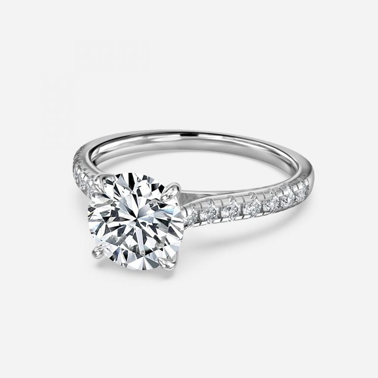 Ayla Round Lab Grown Diamond Side Stone Engagement Ring