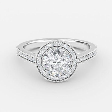 Elswin Round Lab Grown Diamond Halo Engagement Ring