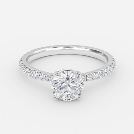 Crown Lab Grown Diamond Round Side Stone Engagement Ring