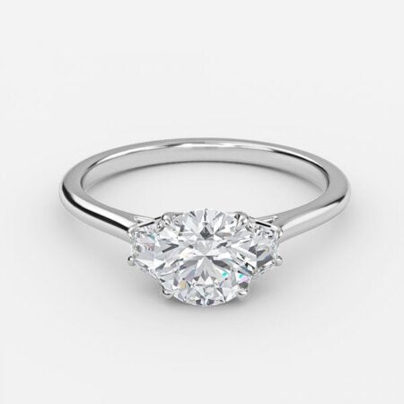 Ilene Round Lab Created Diamond Three Stone Engagement Ring