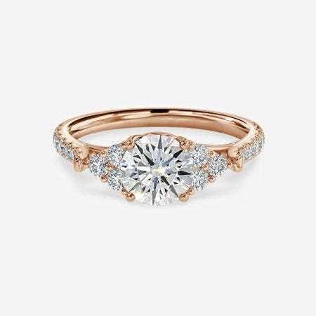 Elizabeth Round Lab Created Diamond Three Stone Engagement Ring