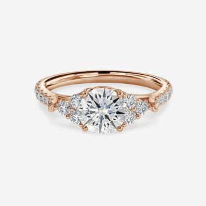 Elizabeth Round Lab Created Diamond Three Stone Engagement Ring