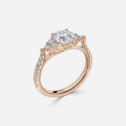 Elizabeth Round Lab Created Diamond Three Stone Engagement Ring