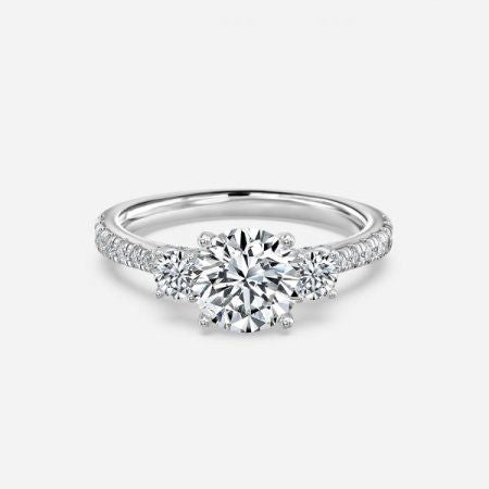 Diana Round Lab Created Diamond Three Stone Engagement Ring