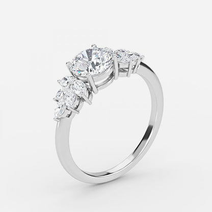 Avian Round Lab Grown Diamond Three Stone Engagement Ring