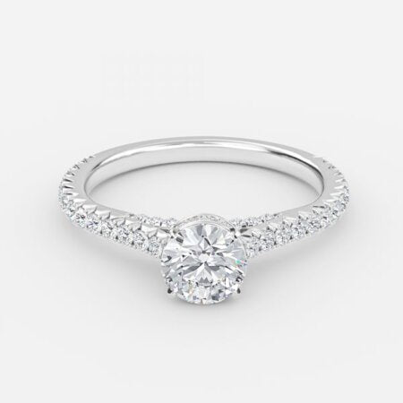 Charles Round Lab Created Diamond Hidden Halo Engagement Ring