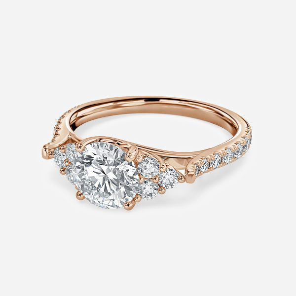 Elizabeth Round Lab Created Diamond Three Stone Engagement Ring