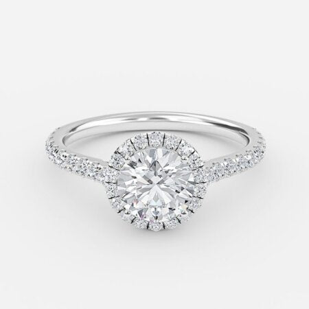 Henssy Round Lab Created Diamond Halo Engagement Ring