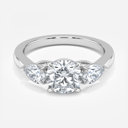 Olina Round Lab Grown Diamond Three Stone Engagement Ring