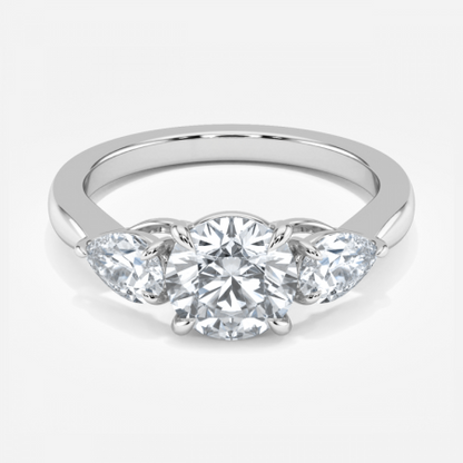 Olina Round Lab Grown Diamond Three Stone Engagement Ring