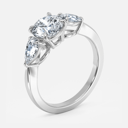 Olina Round Lab Grown Diamond Three Stone Engagement Ring