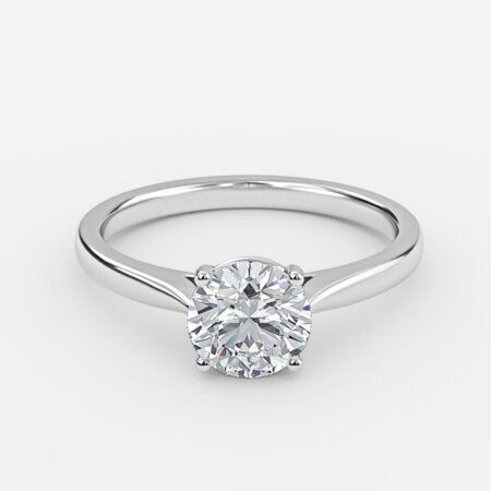 Lotus Plain Round Lab Created Diamond Solitaire Engagement Ring