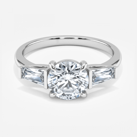 Geraldine Round Lab Created Diamond Three Stone Engagement Ring