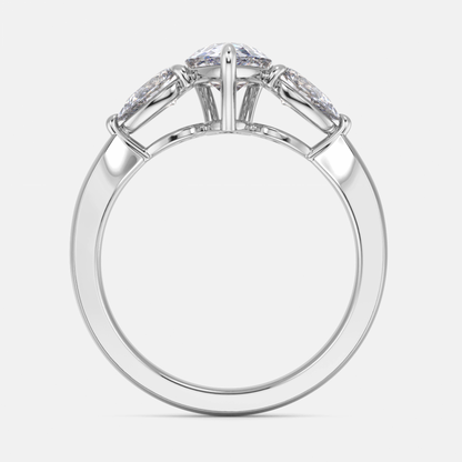 Olina Pear Three Stone Lab Grown Diamond Engagement Ring