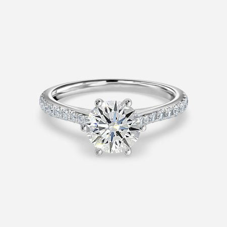 Shyam Round Lab Grown Diamond Side Stone Engagement Ring