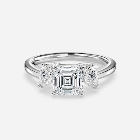 Freya Asscher Three Stone Lab Grown Diamond Engagement Ring