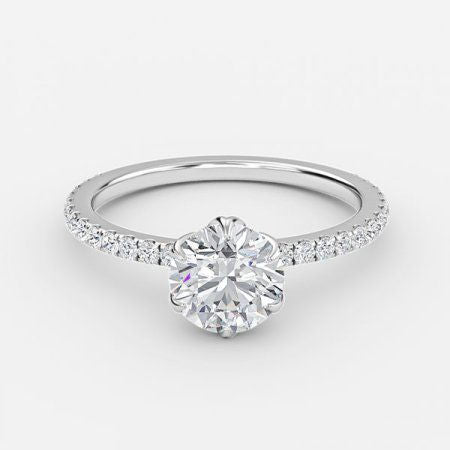 Everest Round Lab Created Diamond Dainty Engagement Ring