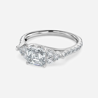 Elizabeth Asscher Three Stone Lab Created Diamond Engagement Ring