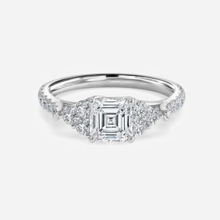 Elizabeth Asscher Three Stone Lab Created Diamond Engagement Ring