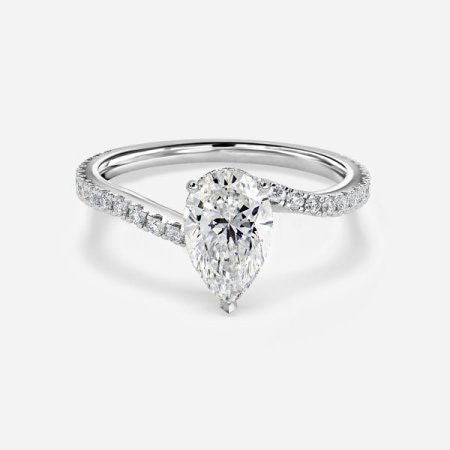 Una Pear Hidden Halo Lab Grown Diamond Engagement Ring