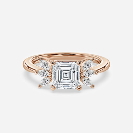 Eliana Asscher Three Stone Lab Grown Diamond Engagement Ring