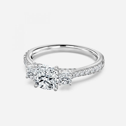 Diana Cushion Three Stone Lab Grown Diamond Engagement Ring