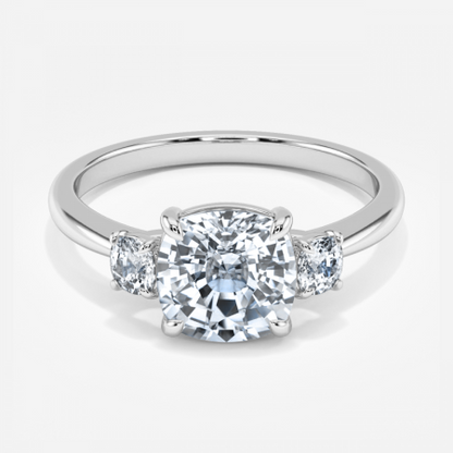 Kylie Cushion Three Stone Engagement Ring